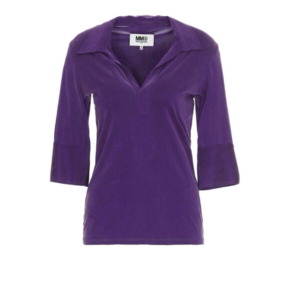 MM6 Maison Martin Margiela Purple Buttonless Polo Shirt Size M $250 NWOT Women’s - Picture 1 of 12